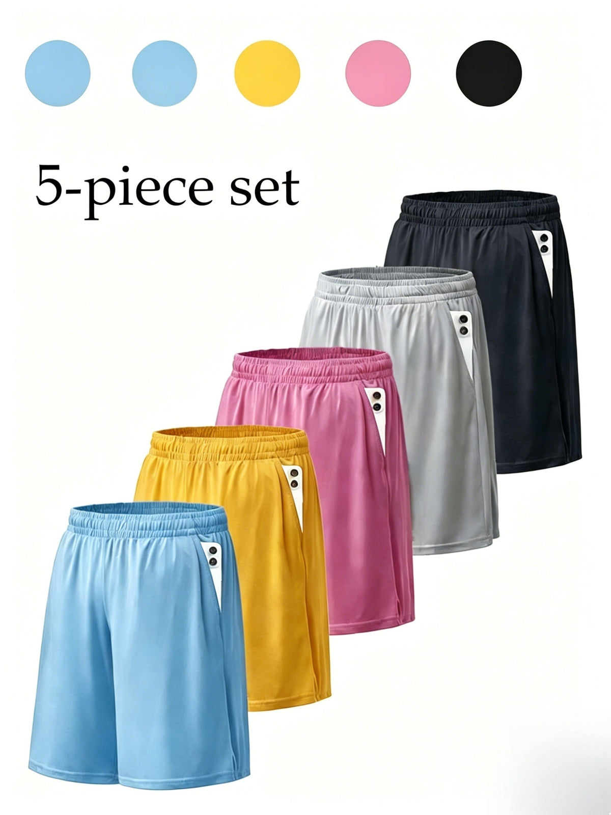 5 Pack Men's Quick Dry Mesh Shorts - Micro Stretch Elastic Waistband Drawstring Athletic Gym Running Workout Shorts, Breathable Casual Sport Bottoms for Men, Sizes S-XXXL Multiple Colors