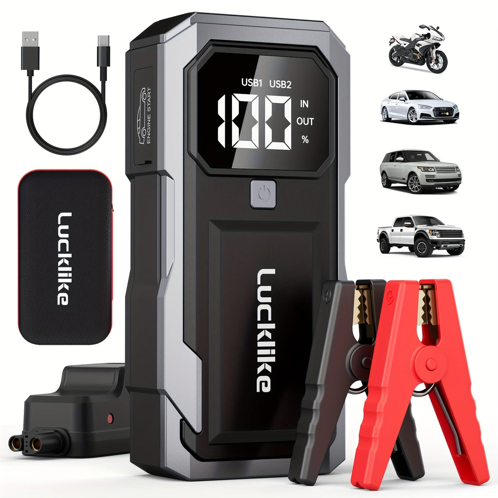 5000A Portable Car Jump Starter & 12V Battery Charger – 3000A Peak, QC3.0 Quick Charge, Intelligent Jumper Cables, LED Light & Power Bank for Gas & Diesel Engines Up to 8.0L
