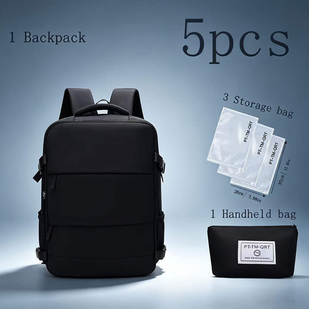 Large Capacity Travel Backpack with Shoe Compartment 180° Opening – Multi-Pocket Unisex School & Business Bag in Light Blue Pink Grey Blue White for Men & Women