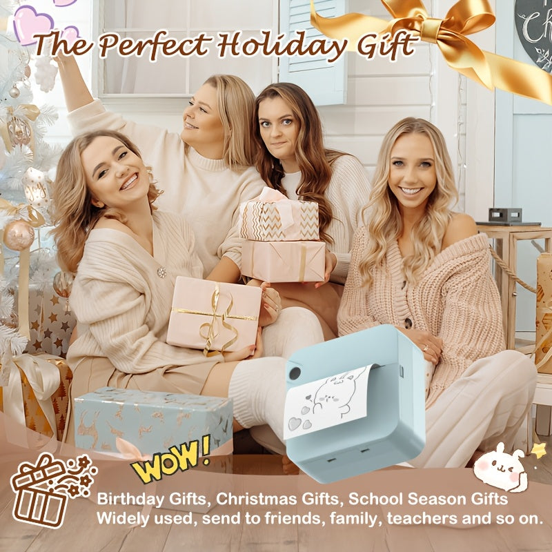 Mini Wireless Thermal Sticker Printer Inkless Portable Bluetooth Pocket Printer for Photos Diaries Notes Memos Labels Receipts Includes 1 Roll Thermal Paper Gift for Students Journalers