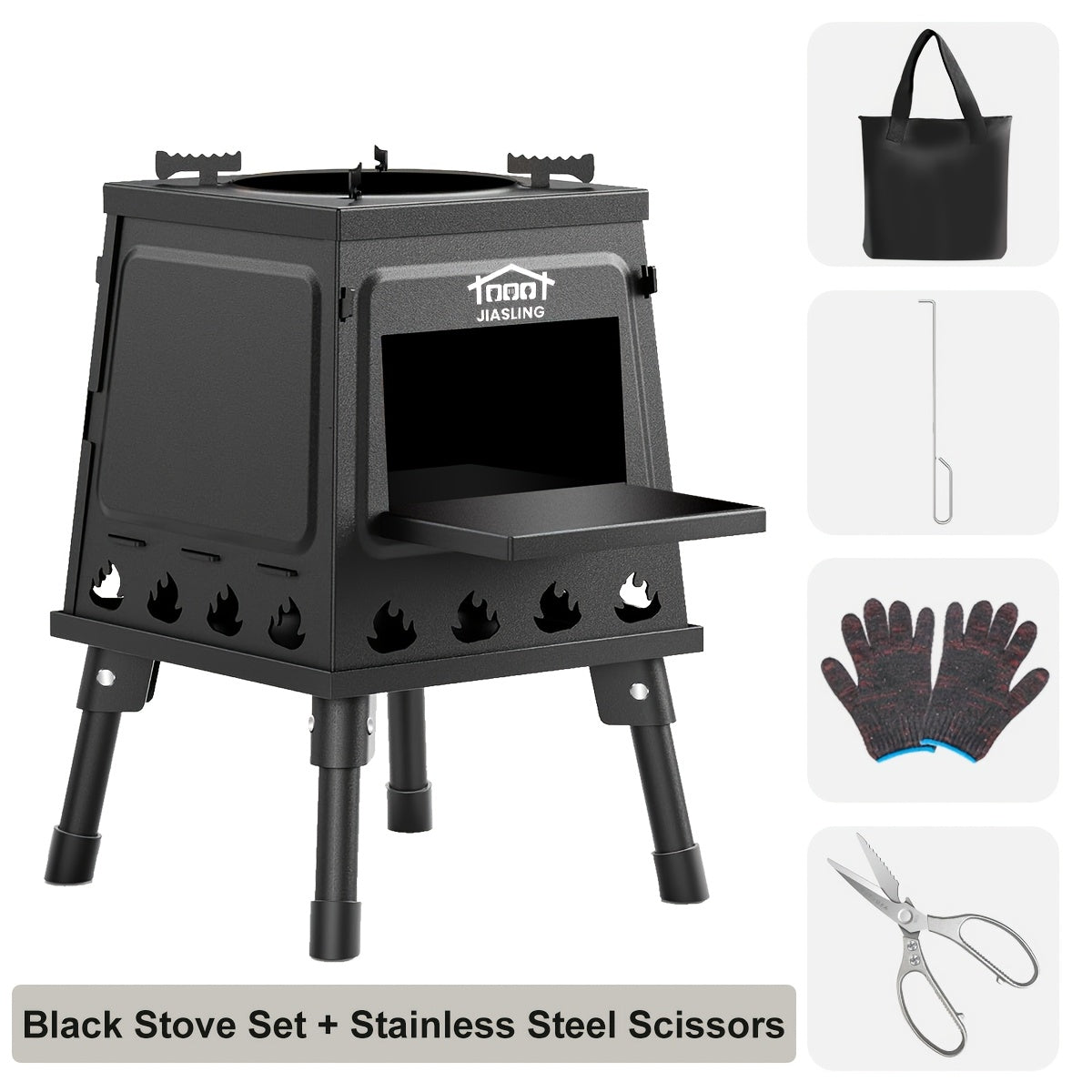Wood Burning Camp Stove Portable Folding Outdoor Camping Stove Lightweight Compact Backpacking Hiking Survival Cooking Stove with Wood Fuel No Gas Needed Black