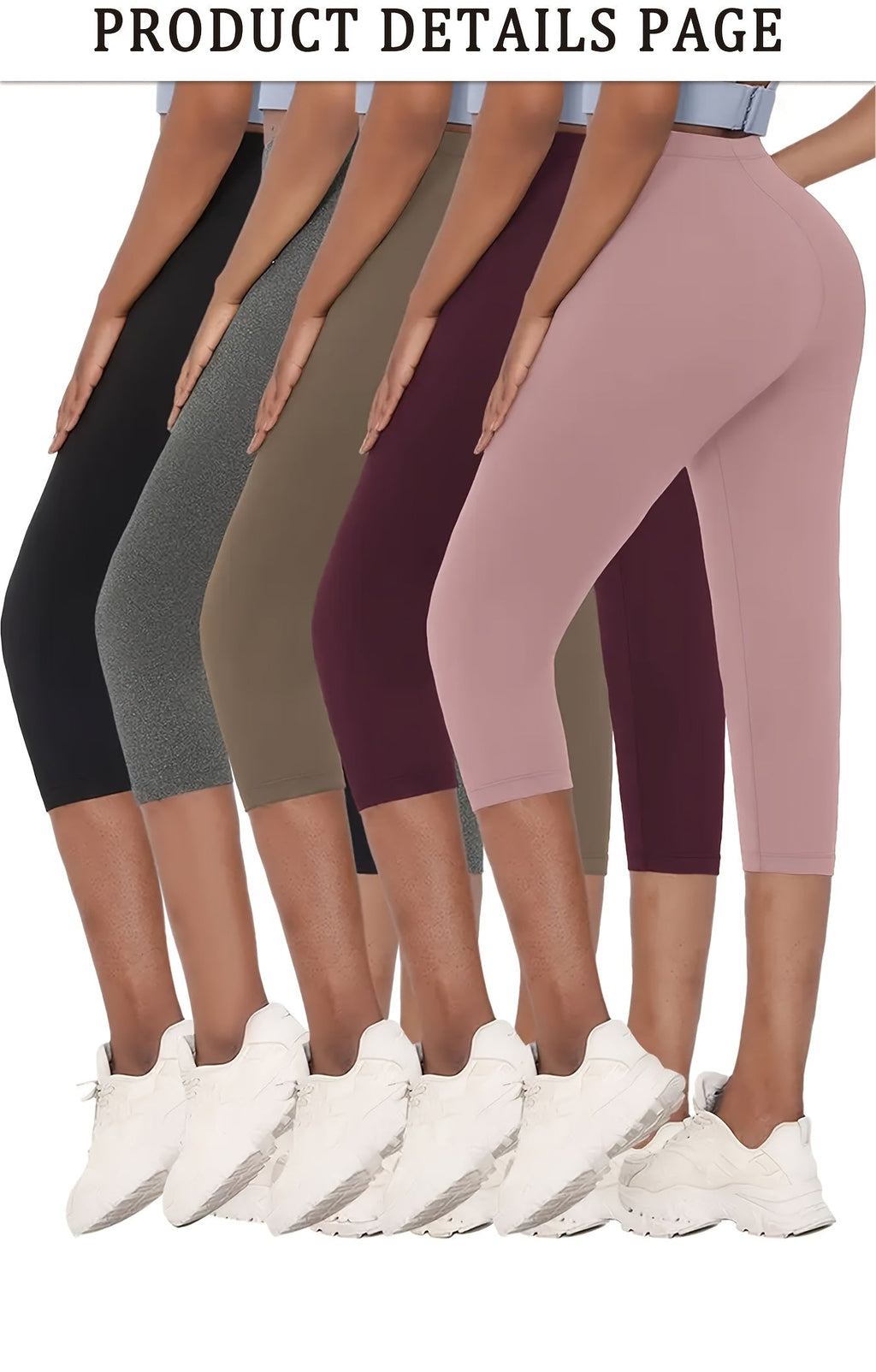 Women's Capri Leggings 5 Pack High-Elastic Opaque Non-See-Through 7/8 Length – 92% Polyester Workout Pants for Gym Running Yoga Pilates, Machine Washable, XS-XXL Mixed Colors