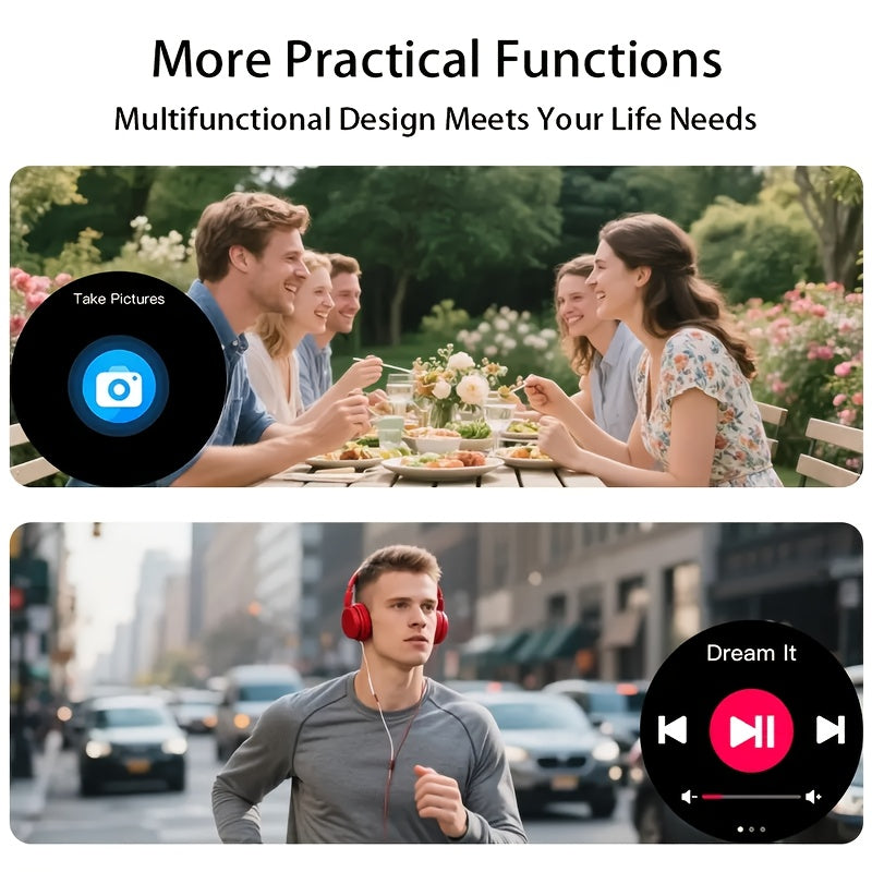 Smartwatch with Call Function Fitness Tracker for Men & Women – Silicone Strap, Step Counter, Heart Rate Monitor, Calorie Tracking, Sports Modes, Music & Camera Control