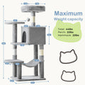 44-Inch Cat Tree Tower with Condo & Hammock Natural Sisal Scratching Posts Multi-Level Perches & Pet House – Indoor Cats Kittens Multi-Cat, Beige Gray Pink Black/Red