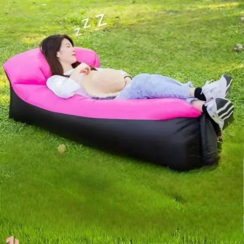 Inflatable Sofa Recliner Chair No Pump Needed – Heavy-Duty Bed-Like Outdoor Lounger, Quick Inflate Lightweight Compact for Camping, Beach, Backyard & Travel, Blue Purple Red Green