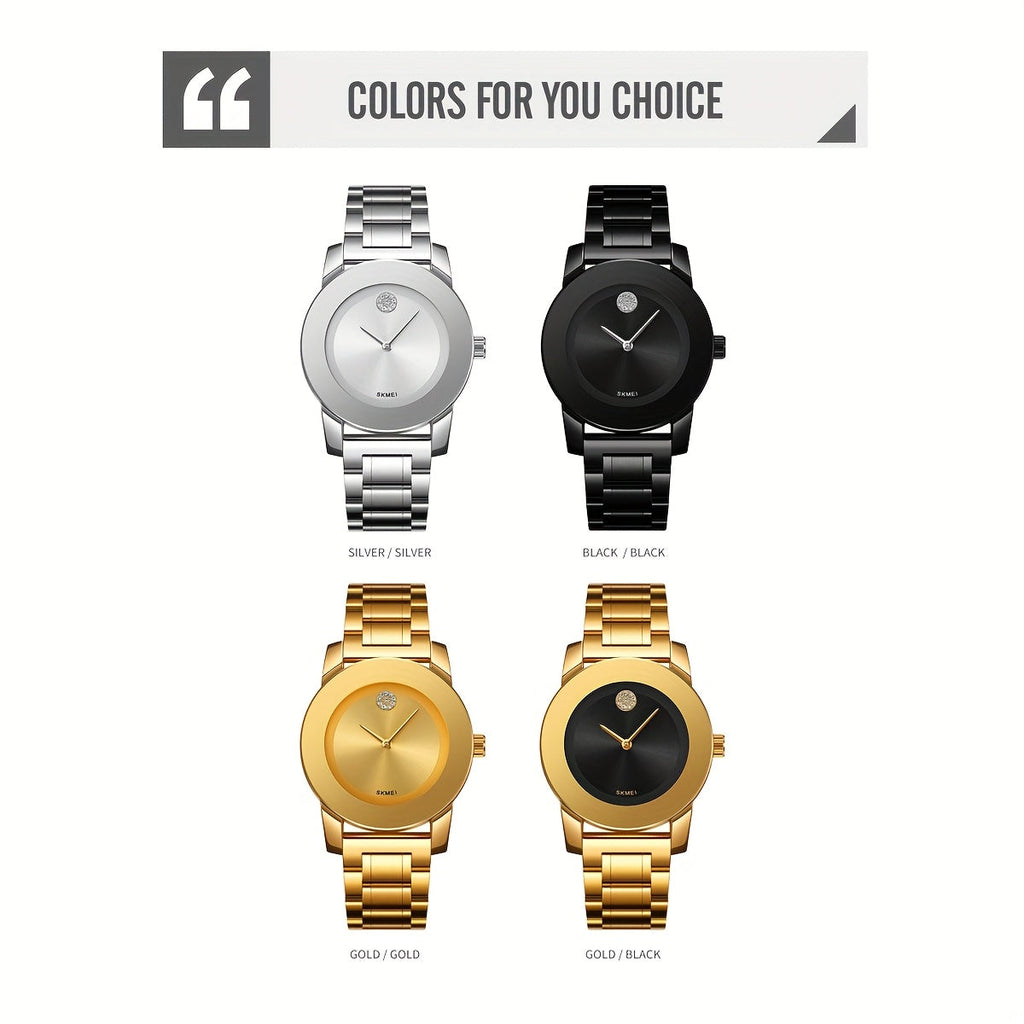 Women's Quartz Watch Round Dial Elegant Analog Wristwatch for Ladies – Party, Daily Wear & Birthday Gift, 6 Colors Available