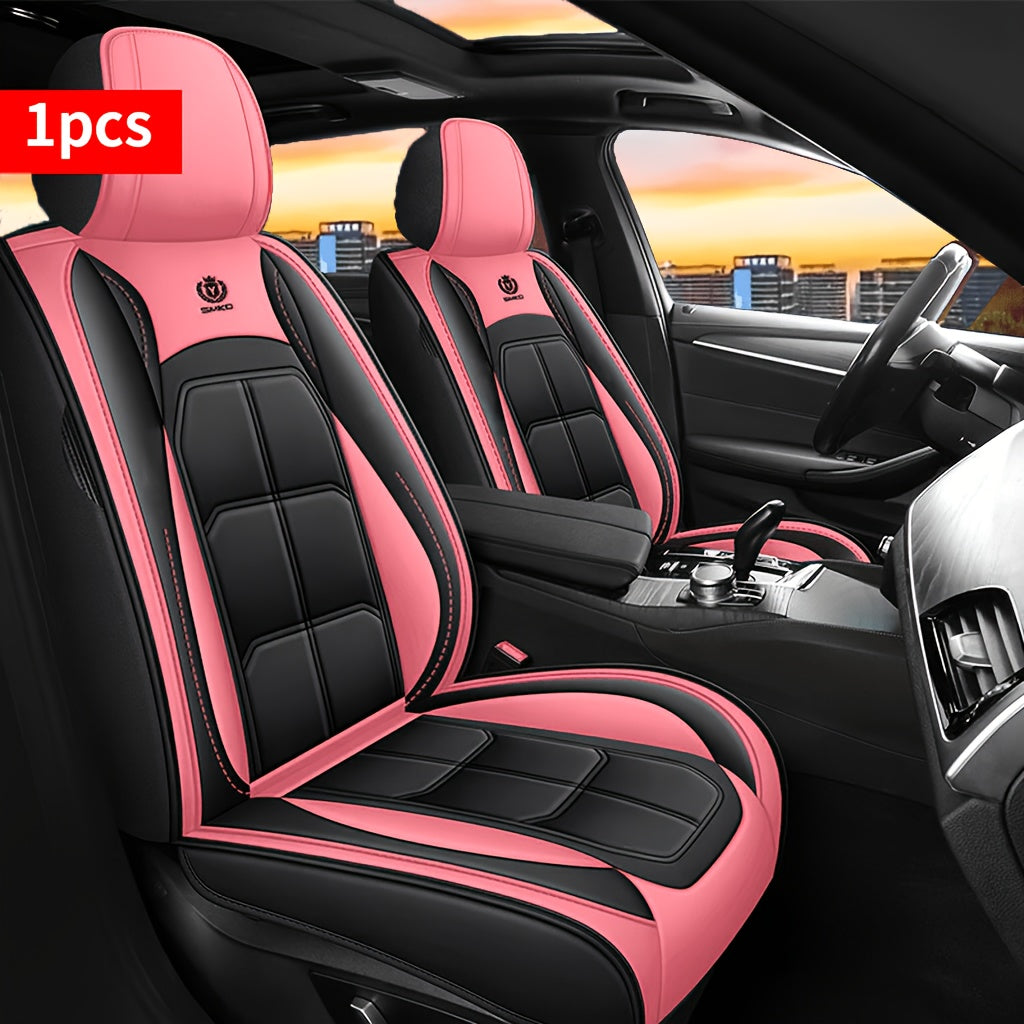 Faux Leather Car Seat Cover Universal Fit Sponge Padded Seat Protector for Sedan SUV Pickup Truck Durable Comfortable Luxury Interior Upgrade 7 Colors Front Rear Seats for Daily Commuters Pet Owners