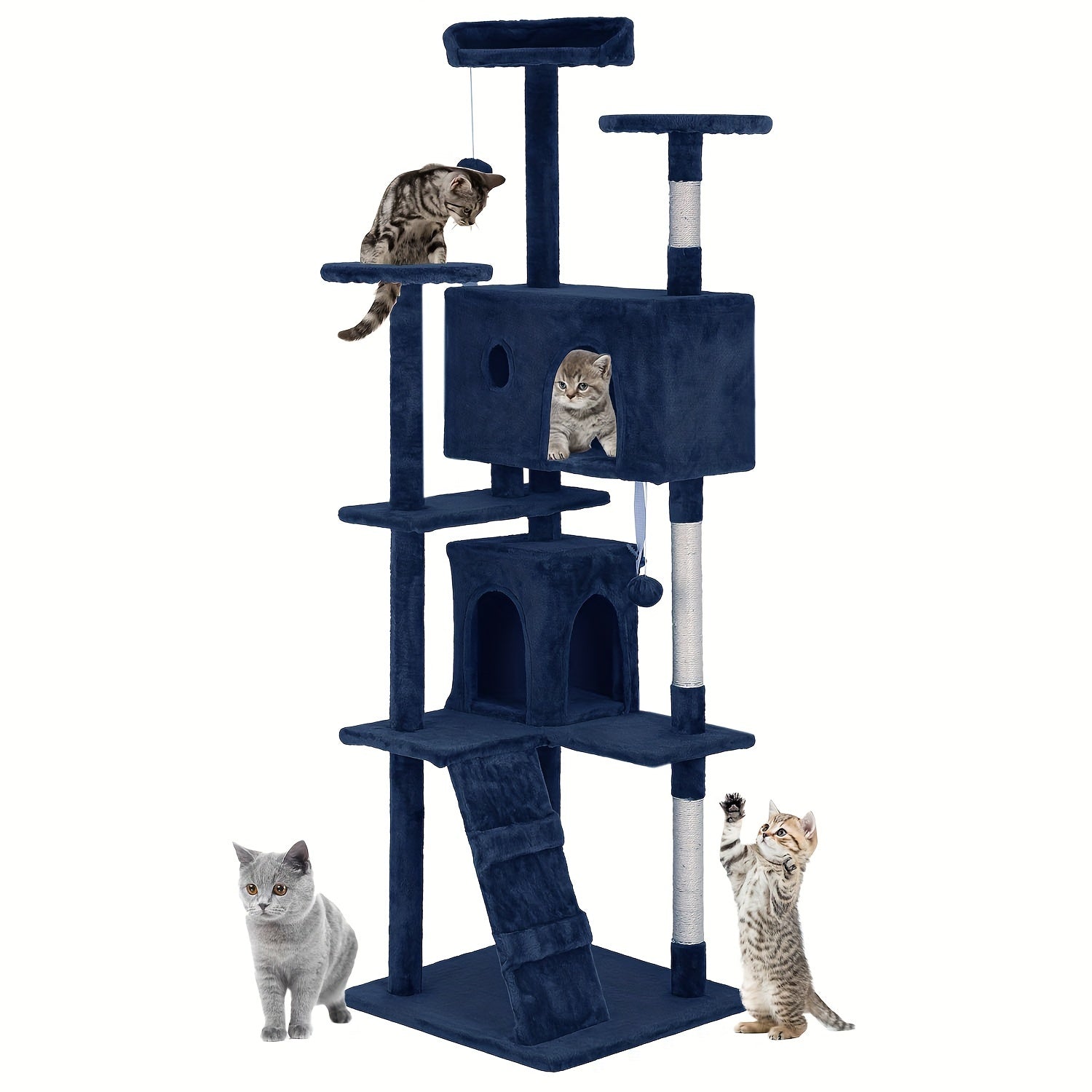 Multi-Level Cat Tree Tower with Scratching Post Perches & Plush Apartments – Space-Saving Indoor Cat Climbing Frame Activity Center, Heights 36-80 Inch, 6 Colors Beige Gray Pink