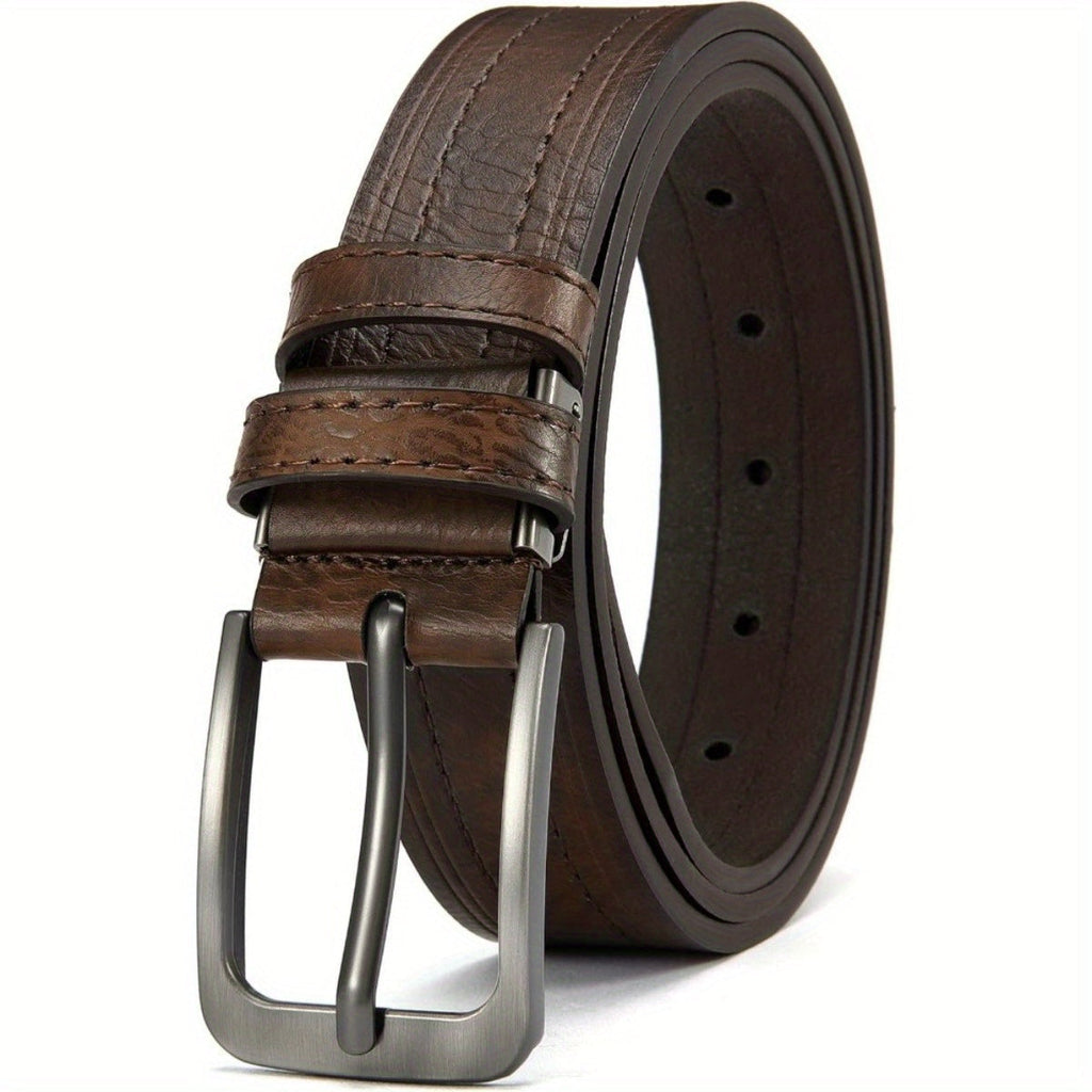 2-Pack Men's Leather Dress Belt Gift Box – 1.25" Single-Pin Removable Buckle Adjustable 30"-52" Black Brown Business Casual Jeans Work Outdoor Belt Set, Birthday Father's Day Gift for Him