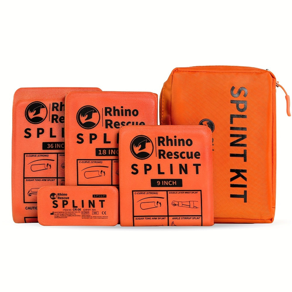 Emergency Aluminum Foam Splint Set 4pcs - Rollable First Aid Splints for Finger Wrist Arm Leg Injuries Camping Hiking Survival Kit