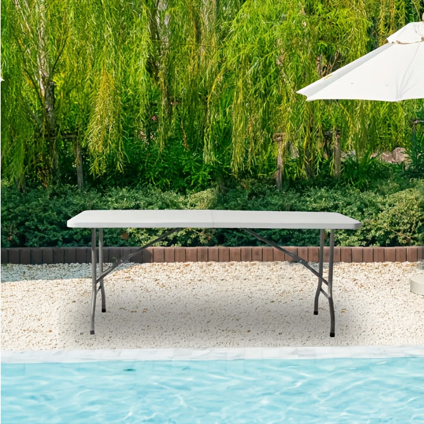 4FT 6FT Folding Table Heavy Duty Portable Camping Outdoor Table with Locking Legs, Lightweight Plastic Fold Up Table for Picnic, Party, RV, Dining, Events – White