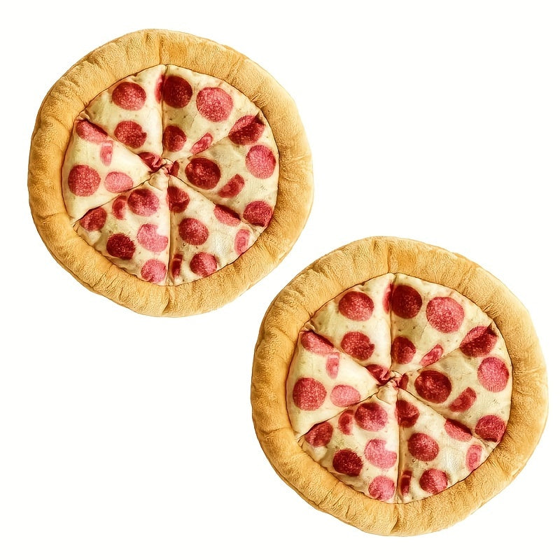 Squeaky Pepperoni Pizza Plush Dog Toy Soft Polyester Interactive Squeaker Chew Toy for All Breeds Puppies Adult Dogs Fun Food-Themed