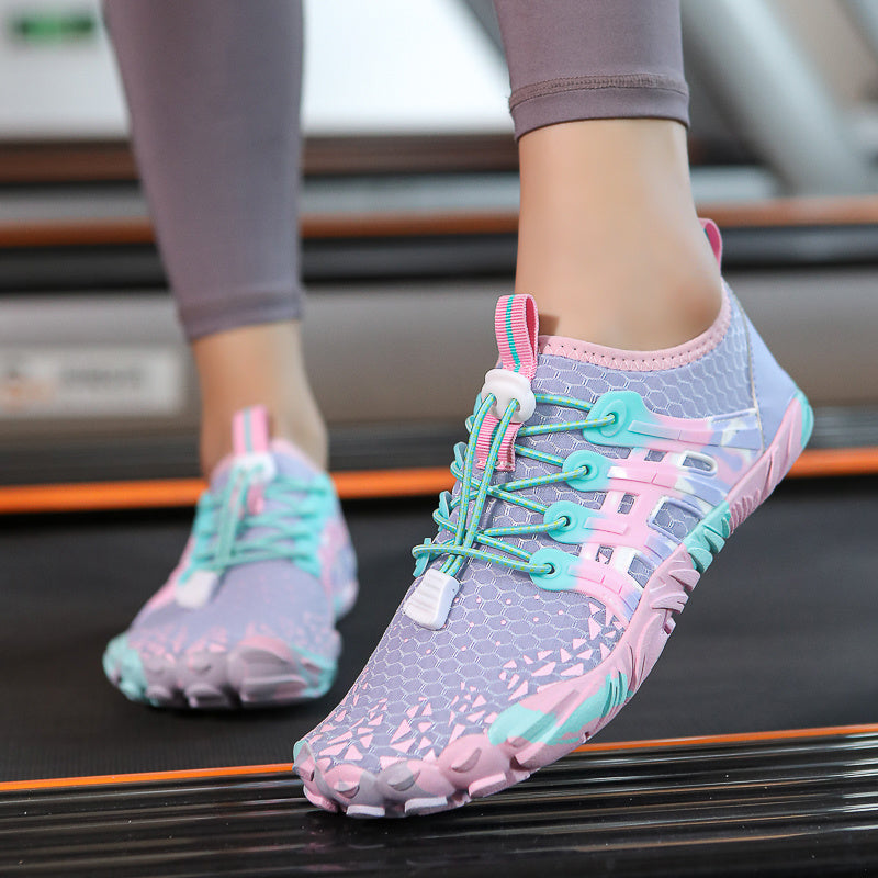 Barefoot Water Shoes for Women & Men – Ultra-Flexible Non-Slip Quick-Dry Beach Swim Shoes for Hiking, Fishing, Kayaking, Swimming & Fitness | Fluorescent Green, Purple & Pink | US 5-11.5