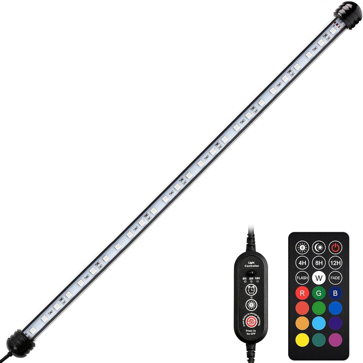 Submersible LED Aquarium Light Multicolor Underwater Fish Tank Light 7.5 to 35 Inch Multiple Sizes 9 to 66 LEDs for Freshwater Saltwater Aquarium Decoration Reef Planted Tank