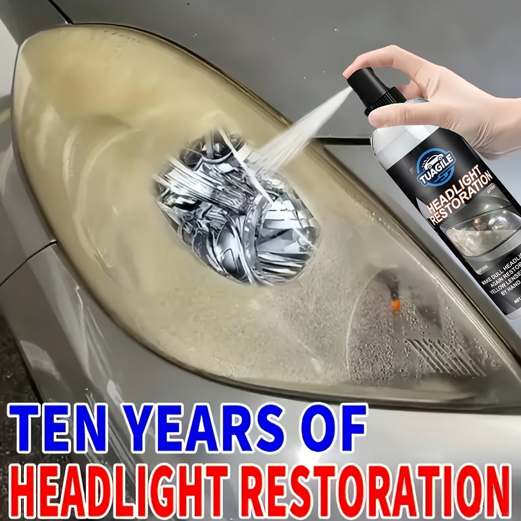 Headlight Restoration Kit UV Protective Coating Spray – Chemical Formula Removes Yellowing Oxidation & Haze, Restores Foggy Cloudy Headlights to Crystal Clear Brightness for All Cars