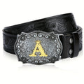 Western Cowboy Belt Men Women Embossed Floral Faux Leather Longhorn Bull Big Buckle – 23 Styles Sizes 34-44 Waist 32"-42" Country Rodeo Halloween Christmas Father's Day Gift