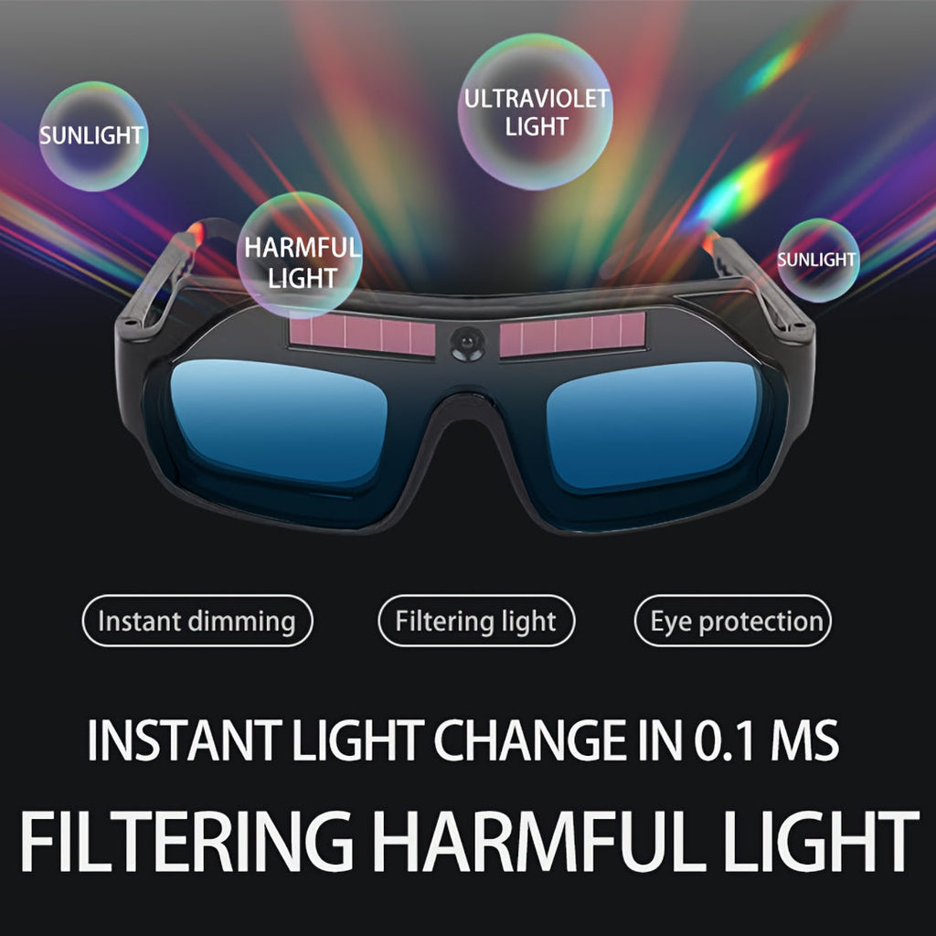 Auto-Darkening Welding Goggles True Color Lens Anti-Glare Safety Welding Glasses for TIG MIG MMA Plasma Lightweight Photochromic Welder Glasses with Flame-Retardant Frame & Elastic Headband