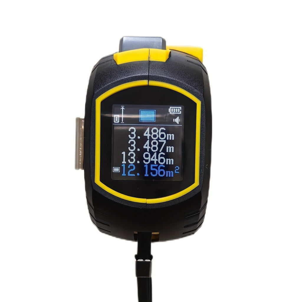 3-in-1 Laser Tape Measure with Digital Rangefinder & Steel Tape – High Precision Cross Laser Measuring Tool, Color Screen, Voice Broadcast, 2 AAA Batteries Included, for Construction, DIY & Home Use