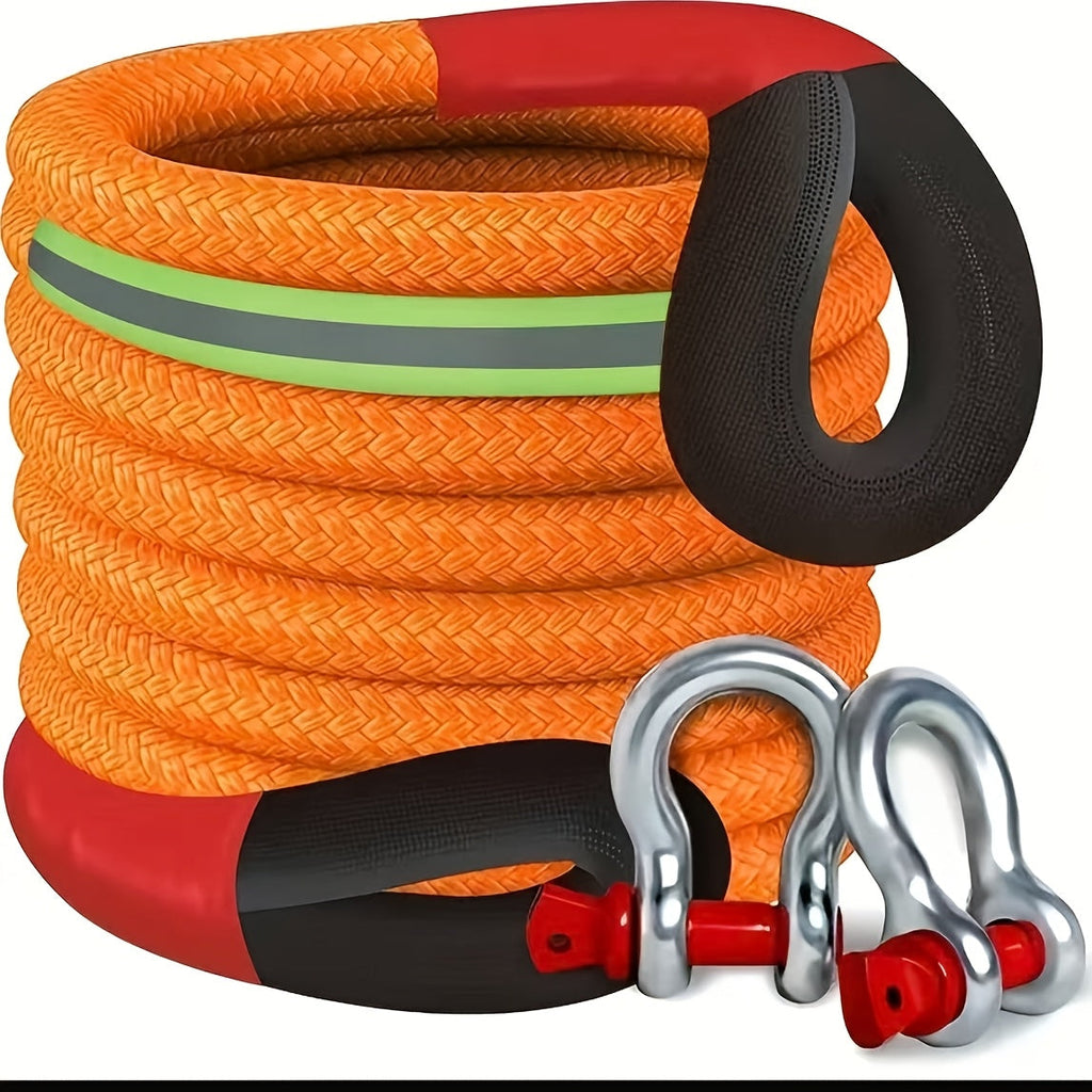 Heavy Duty Tow Rope and Hook Combo Set 196.85 Inch Nylon Recovery Rope 5 18 20 Ton with 2 Steel U-Hooks and Storage Bag Off-Road Vehicle Recovery for Truck SUV UTV ATV Jeep 3 Size Options