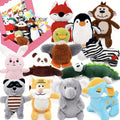 12 Pack Squeaky Stuffed Animal Dog Toys Plush Puppy Toys for Small Medium Dogs Soft Chew Teething Squeaker Toys with Gift Box Fox Tiger Rabbit Panda Elephant and More