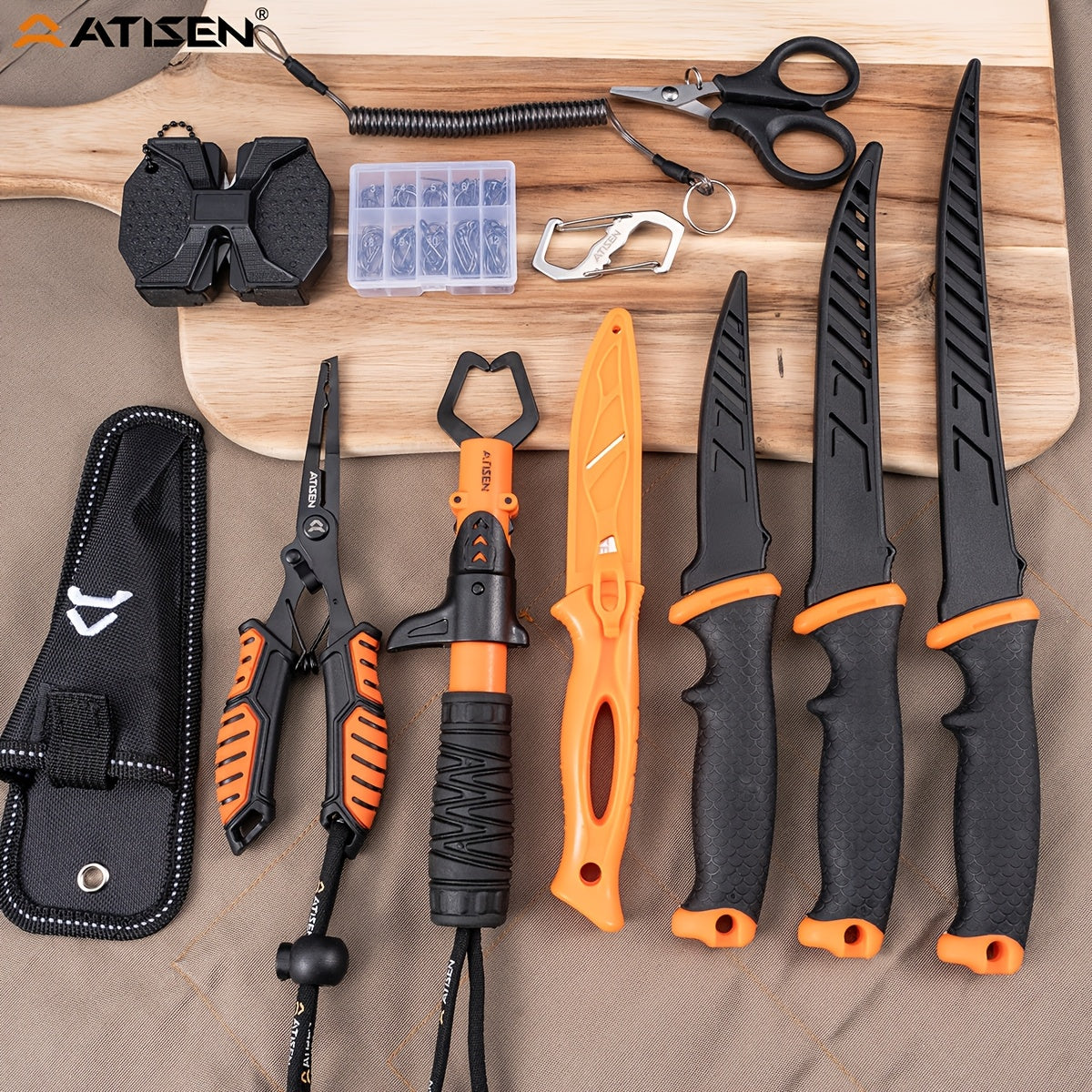Professional Fishing Knife Set 10/16PCS Fillet & Boning Knife with Road Runner Pliers Fish Lip Gripper Knife Sharpener Retractable S-Buckle Harness, Dishwasher Safe V-Grind Blade - Gift for Fishermen