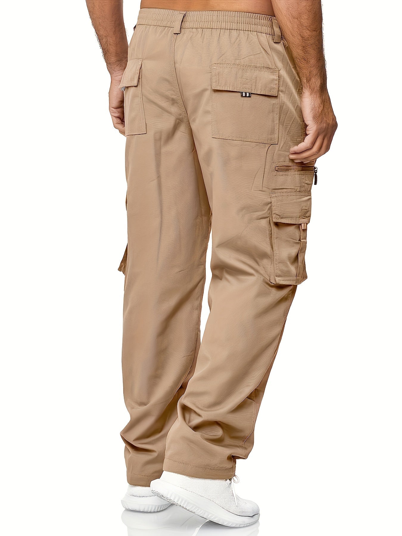 Men's Cargo Pants 3-Pack Multi-Pocket Regular Fit – Solid Color Polyester Woven Hiking Outdoor Pants for Spring & Fall, Sizes S-XXXL, 9 Color Combos