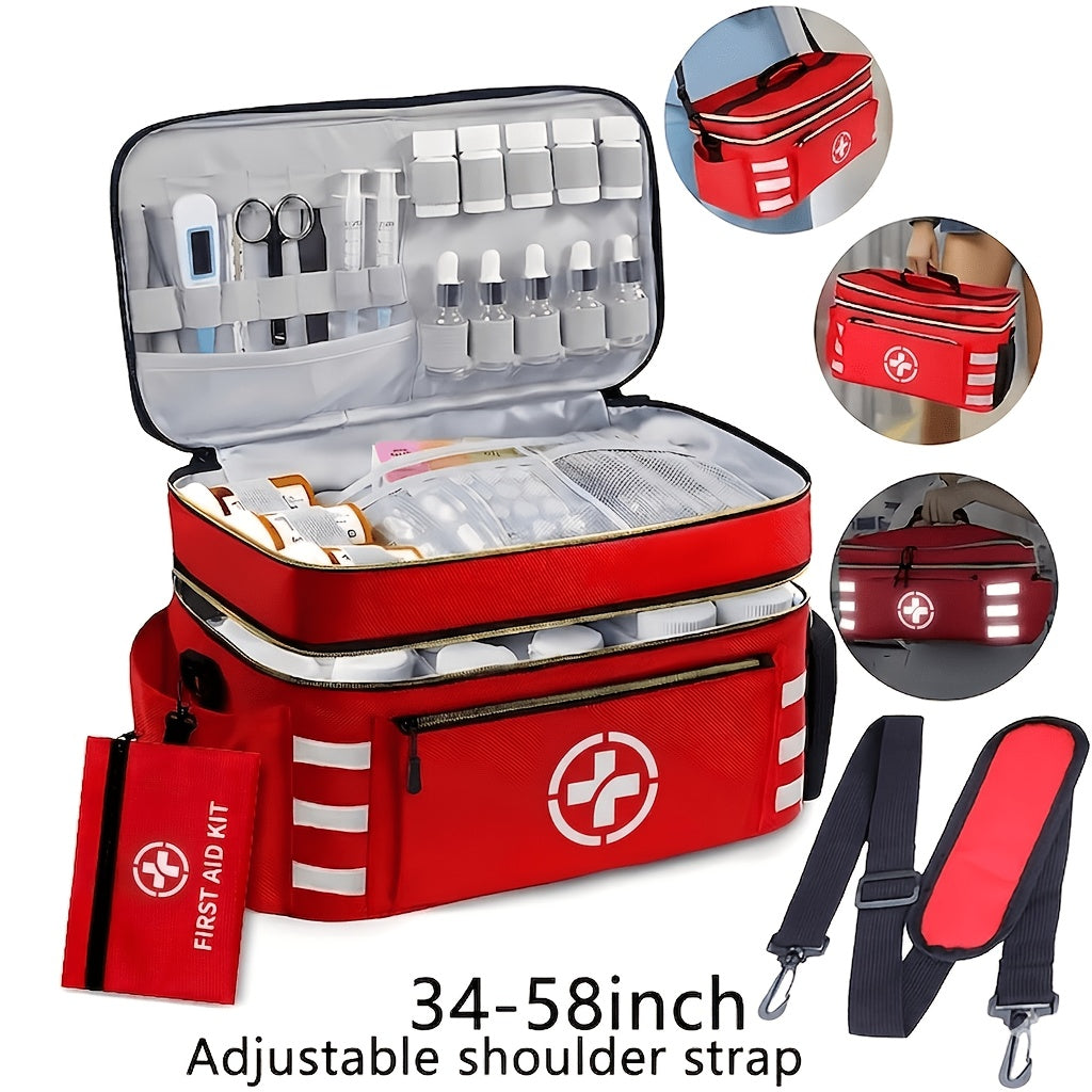 Medicine Storage Bag First Aid Kit Organizer – Household Medicine Organizing Box with Rack Basket for Home, Travel & Car Emergency Preparedness, Perfect Holiday Gift