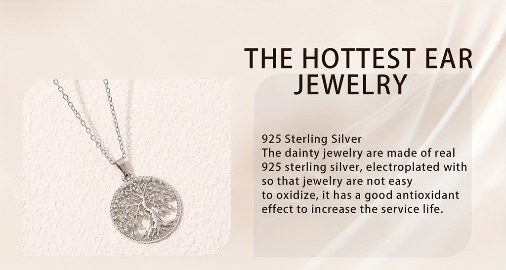 925 Sterling Silver Tree of Life Pendant Necklace for Women – Hypoallergenic Boho Vintage Style, Perfect Gift for Her, Casual & Dressy Wear