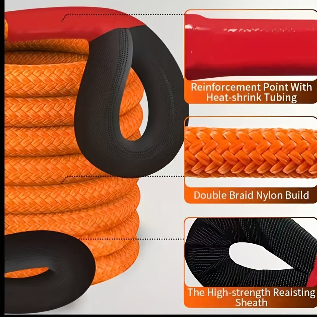 Heavy Duty Tow Rope and Hook Combo Set 196.85 Inch Nylon Recovery Rope 5 18 20 Ton with 2 Steel U-Hooks and Storage Bag Off-Road Vehicle Recovery for Truck SUV UTV ATV Jeep 3 Size Options