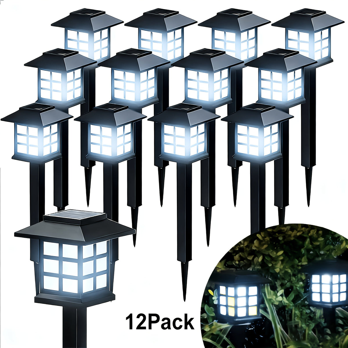 Solar Outdoor Lights LED Garden Path Lights IP44 Waterproof Landscape Lighting for Sidewalk Driveway Lawn Yard Courtyard Warm White Multicolor Pack of 6 12 or 24 Christmas Holiday Decor No Wiring