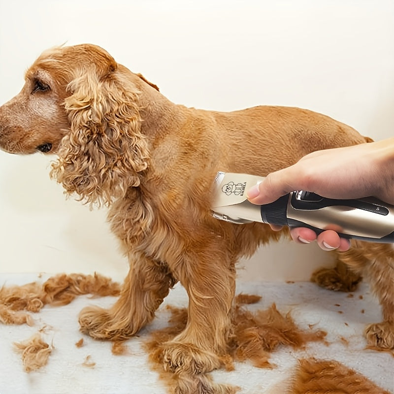 Dog Grooming Clippers Cordless Rechargeable LED Display - Professional Wireless Pet Hair Trimmer Detachable Blades 4 Comb Guides Low Noise 36V USB for Dogs Cats Small Animals