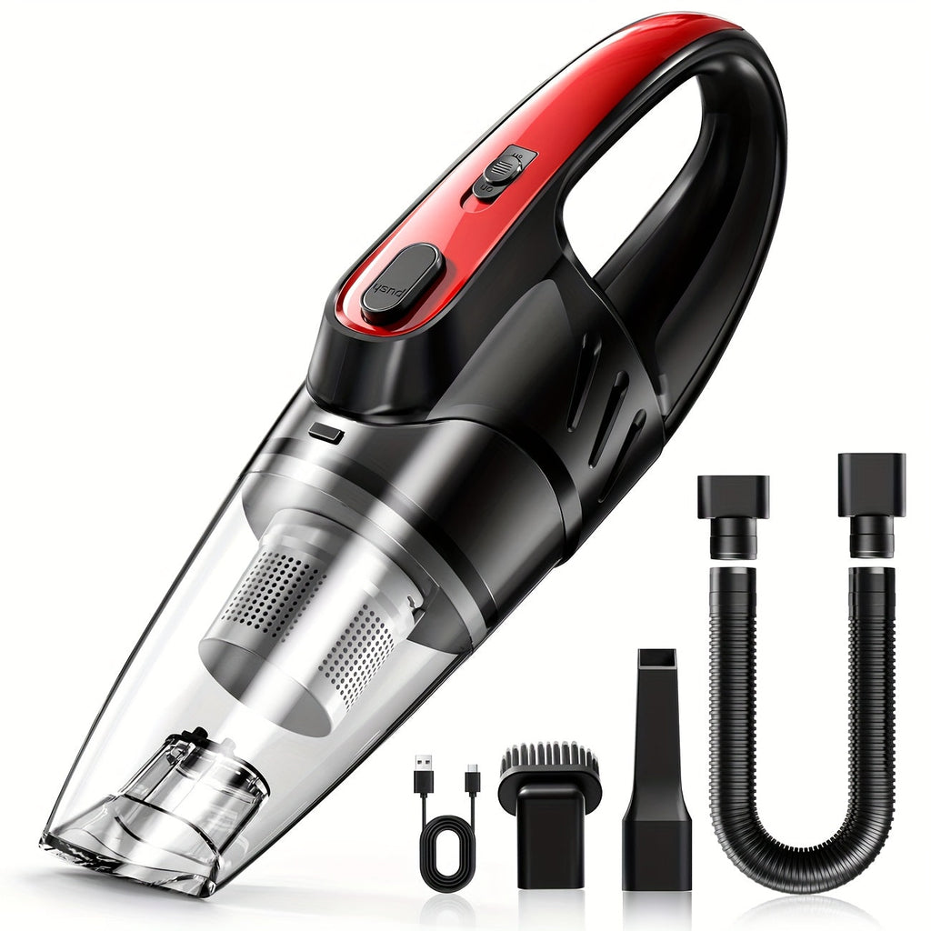 Handheld Car Vacuum Cleaner 6000PA Strong Suction 2000mAh Rechargeable Cordless 40dB Ultra Low Noise 5 Accessories One-Click Dust Cup for Car Interior Home Pet Hair Upholstery 6 Color Options