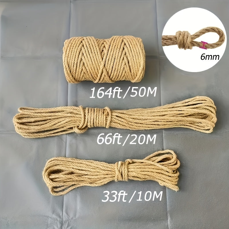 Natural Jute Rope 6mm x 787 Inch 65 Feet Rustic Beige Twine for DIY Crafts Macrame Cat Scratch Post Home Decor Farmhouse Bundling Hanging Garden Plant Ties