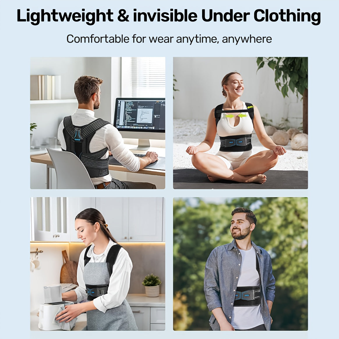 Posture Corrector Vest Adjustable Shoulder Straightening Brace – Padded Shoulder Cushions & Soft Underarm Bands, Unisex Back Support for Daily Wear, Men Women, Small to X-Large, Father's Day Gift