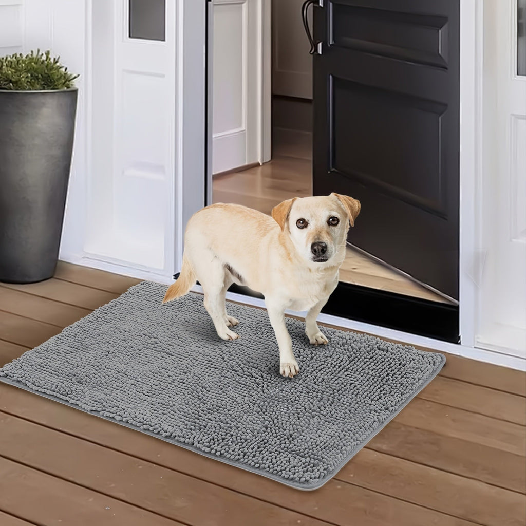 Dog Door Mat for Muddy Paws 2-Pack Absorbent Non-Slip Washable Microfiber Mud Mat Quick Dry Entry Indoor Floor Mat 24x17 32x20 Inch 3 Colors Camel Green Grey Machine Washable