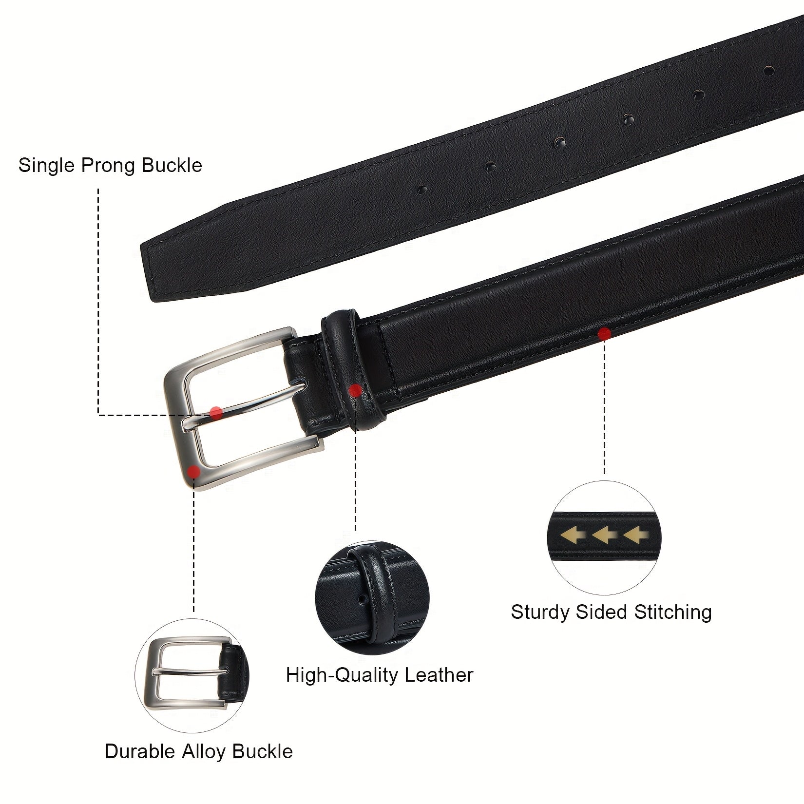 2 Pack Men's Genuine Leather Belt Set with Zinc Alloy Buckle – 1 3/8 Inch Wide Dress Casual Golf Jeans Belt for Men Sizes 30-50 Great Gift for Him