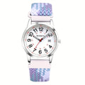 Analog Quartz Sports Watch with Large Calendar Dial & Braided Nylon Strap – Easy-Read 24-Hour Round Case Wristwatch for Men & Women, Flexible Adjustable Elastic Band, 4 Styles