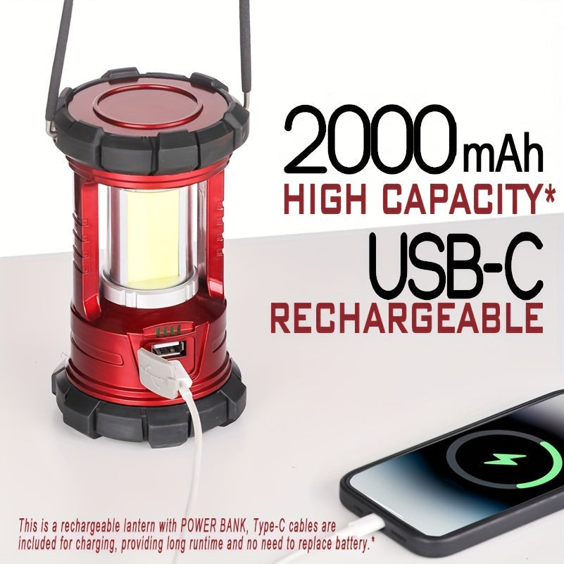 Camping Lantern Rechargeable 2 Pack 1500LM LED with Phone Charger – 3 Light Modes Portable Hurricane Emergency Lantern for Camping Hiking Power Outage & Outdoor Survival