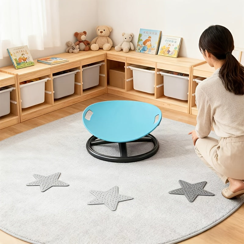 Sensory Spin Chair for Kids with Autism – Oval Eggshell Design Spinning Stool with Anti-Slip Metal Base, Vestibular Sensory Integration & Rehabilitation Training Equipment for Home & Therapy Centers (Blue/Orange)