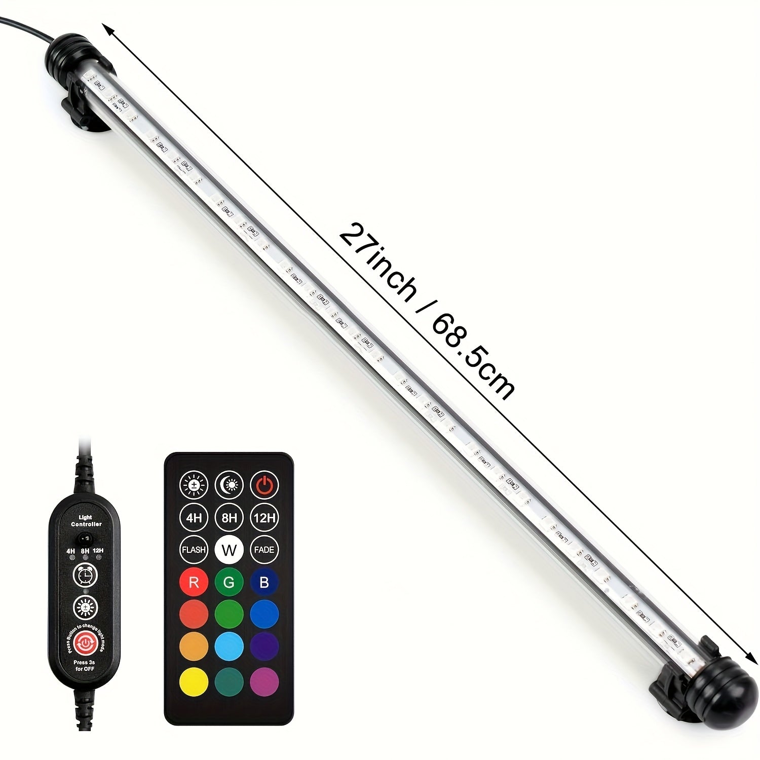 Submersible LED Aquarium Light Multicolor Underwater Fish Tank Light 7.5 to 35 Inch Multiple Sizes 9 to 66 LEDs for Freshwater Saltwater Aquarium Decoration Reef Planted Tank