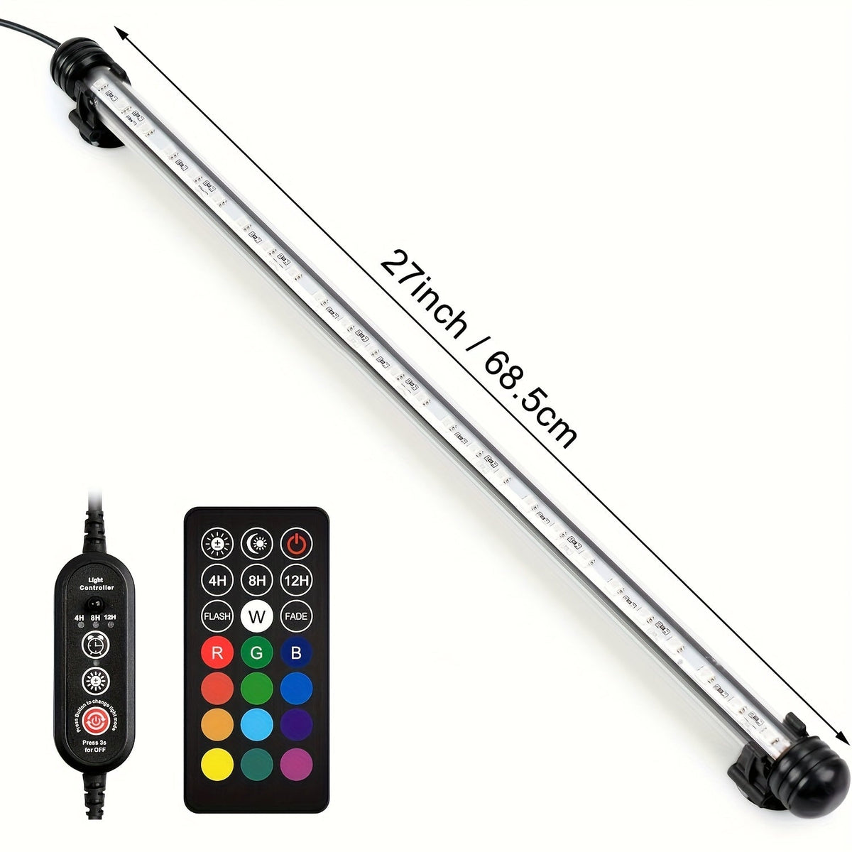 Submersible LED Aquarium Light Multicolor Underwater Fish Tank Light 7.5 to 35 Inch Multiple Sizes 9 to 66 LEDs for Freshwater Saltwater Aquarium Decoration Reef Planted Tank