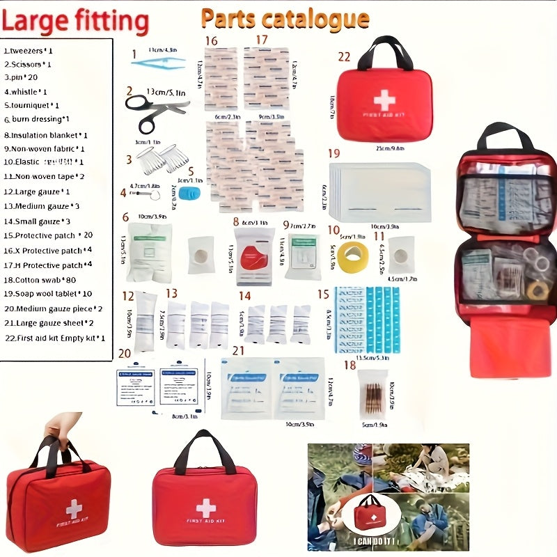 22-Piece Portable First Aid Kit for Car Travel Camping Hiking Compact Emergency Medical Rescue Kit with Bandages Gauze Antiseptic Wipes for Home Office Outdoor Adventures Lightweight Zip Bag