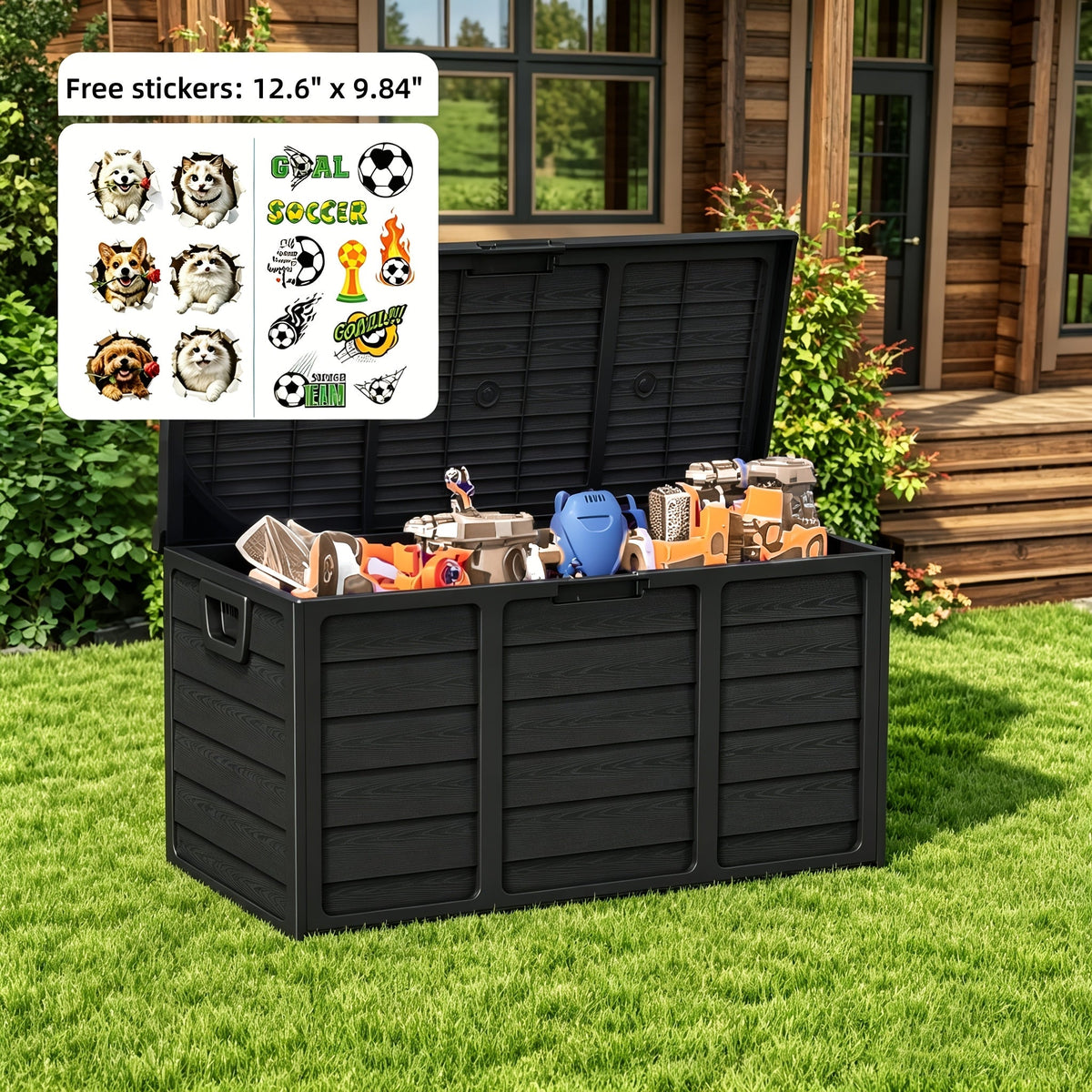 75 Gallon Resin Outdoor Storage Box with Handles Weatherproof Deck Box for Pool Accessories Garden Tools Patio Backyard