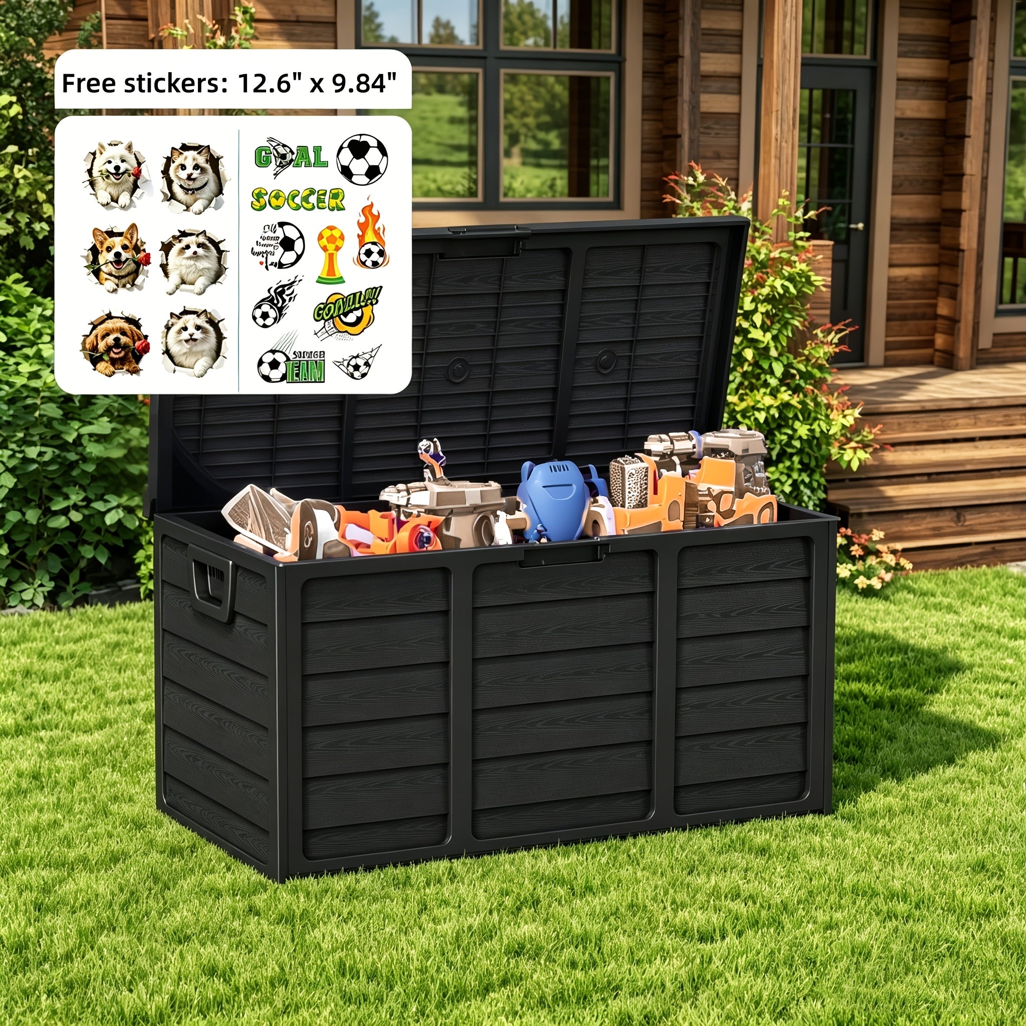 75 Gallon Resin Outdoor Storage Box with Handles Weatherproof Deck Box for Pool Accessories Garden Tools Patio Backyard