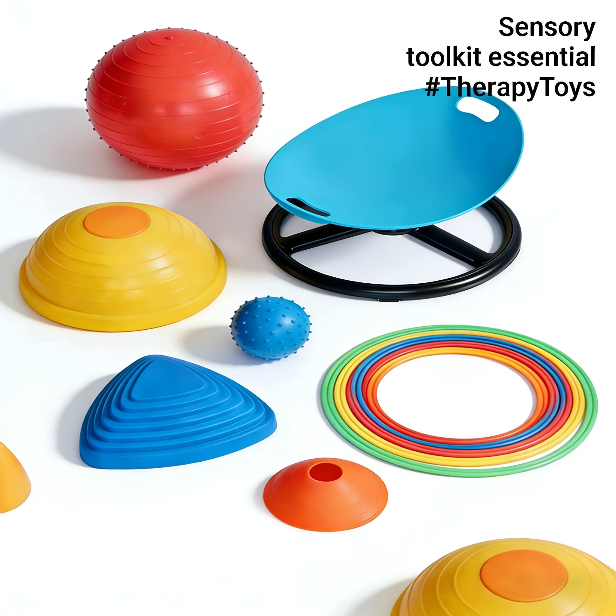 Spinning Sensory Chair for Kids with Autism & ADHD – Durable Plastic & Metal Indoor Outdoor Balance Coordination Vestibular Therapy Seat in Red & Blue for Children Sensory Play