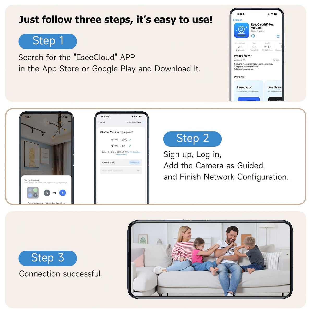 Indoor Security Camera 4 Pack 3MP Wireless WiFi – Cloud Storage, AI Motion Detection, Dual-Band 2.4G/5G, Two-Way Audio, Color Night Vision, Home Surveillance System
