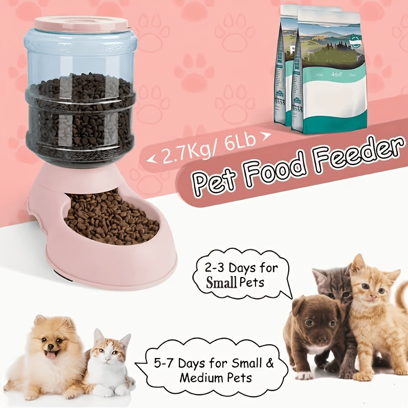 Automatic Gravity Pet Feeder and Water Dispenser 1 Gallon 3.8L - No Battery BPA-Free PP, Hands-Free Gravity Feeding Station for Cats and Small Medium Dogs, Perfect Pet Gift
