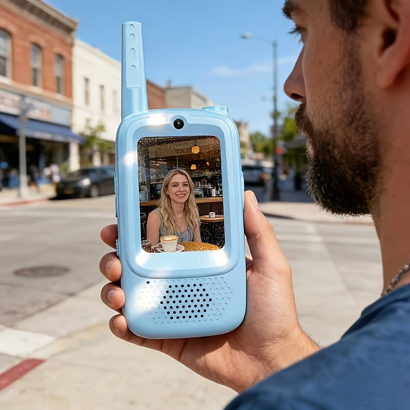 2-Pack Video Walkie-Talkie Set with HD Camera Voice Changer – UHF Handheld Two-Way Radio for Couples Camping Hiking Travel Outdoor Fun Gift Birthday Valentine Christmas