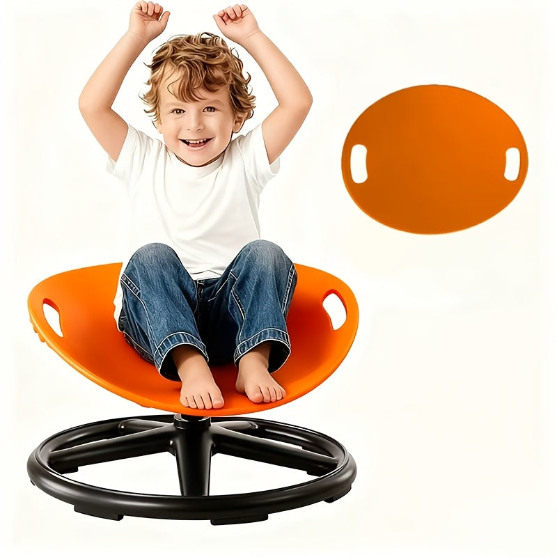 Sensory Spin Chair for Kids with Autism – Oval Eggshell Design Spinning Stool with Anti-Slip Metal Base, Vestibular Sensory Integration & Rehabilitation Training Equipment for Home & Therapy Centers (Blue/Orange)