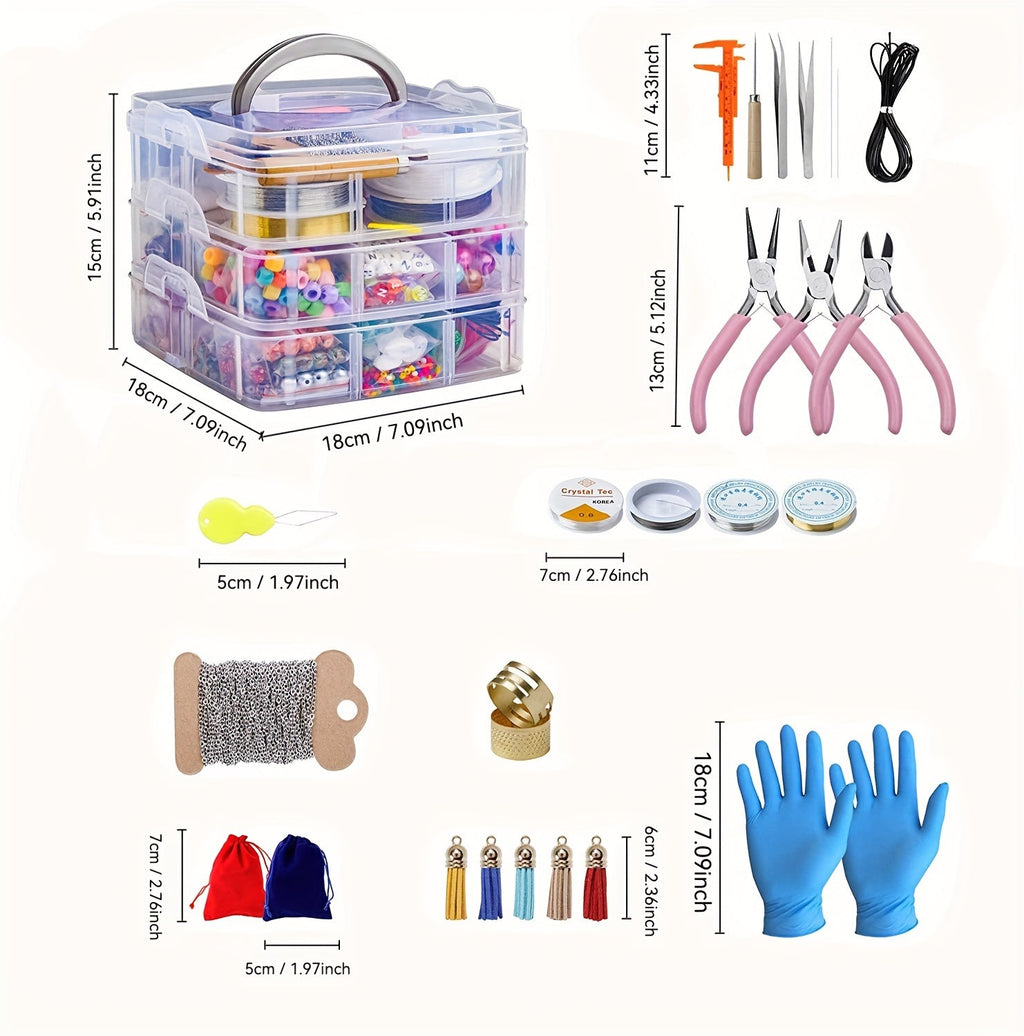 2456 Pcs Jewelry Making Kit for Beginners, DIY Bead Bracelet & Necklace Craft Set with Metal Accessories, Tassels & Tools, Stylish Handmade Jewelry Kit – Perfect Gift for Girls, Teens & Adults
